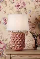 Laura Ashley Marwick Table Lamp Pink Ceramic and Brushed Silver With Shade