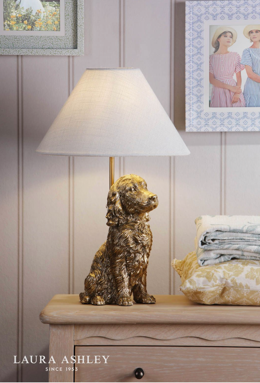 Laura Ashley Cocker Spaniel Table Lamp Antique Gold With Shade