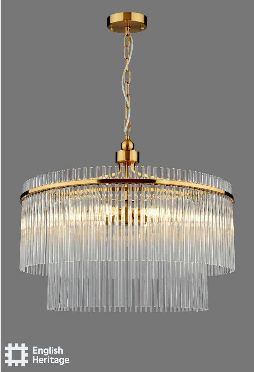 Eltham 6 Light Pendant Antique Gold and Glass