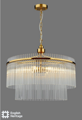 Eltham 6 Light Pendant Antique Gold and Glass