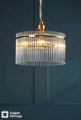 Eltham 4 Light Pendant Antique Gold and Glass