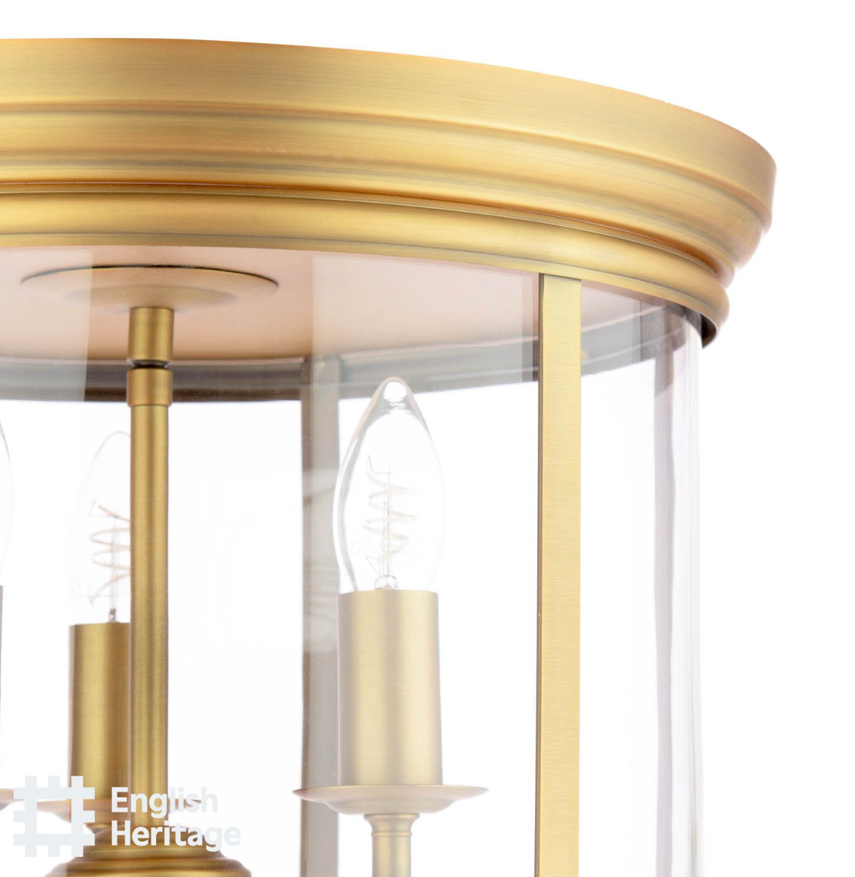 Marble Hill 3 Light Flush Aged Brass and Glass