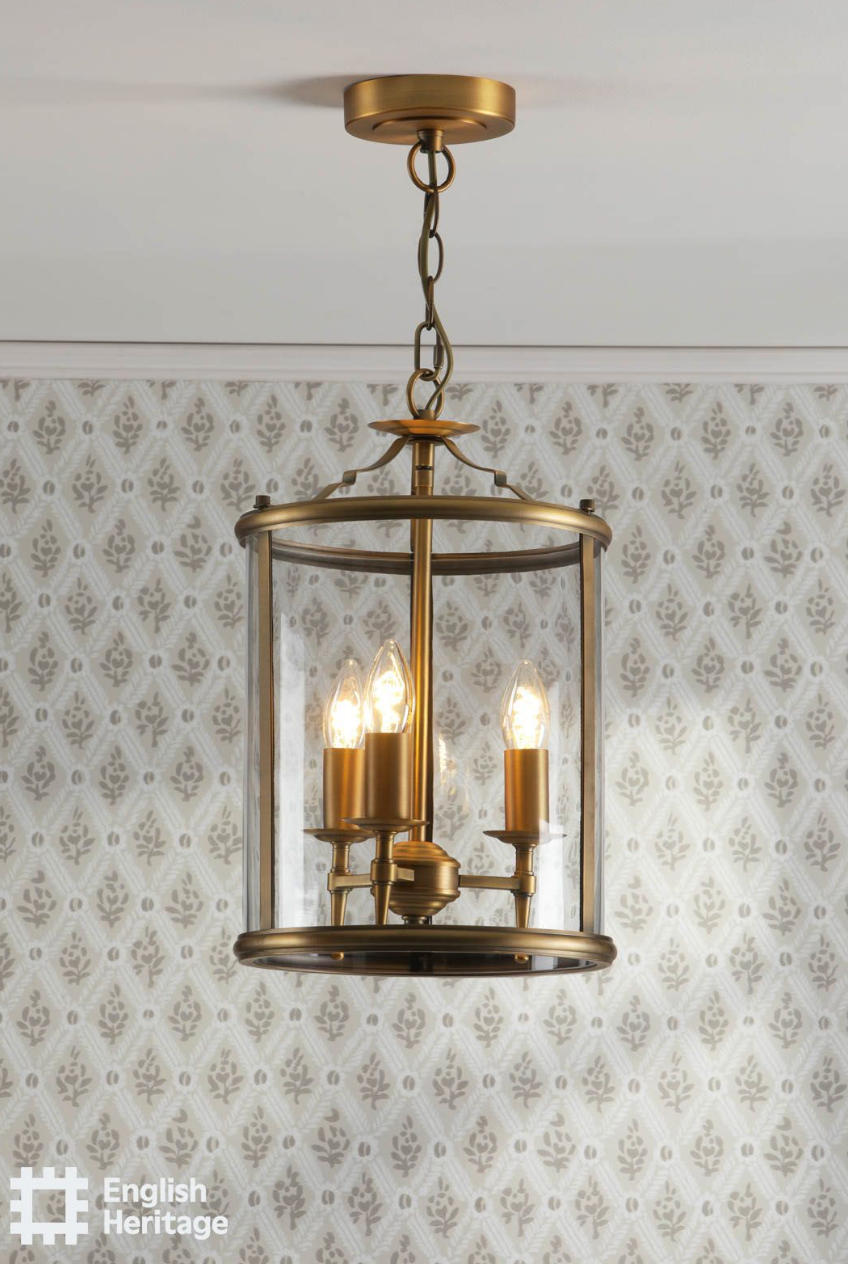 Marble Hill 3 Light Lantern Aged Brass and Glass
