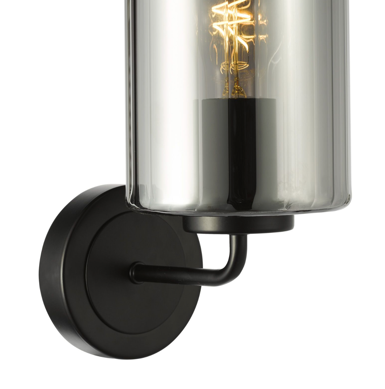 Daylin Wall Light Satin Black and Smoked Ribbed Glass