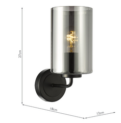 Daylin Wall Light Satin Black and Smoked Ribbed Glass