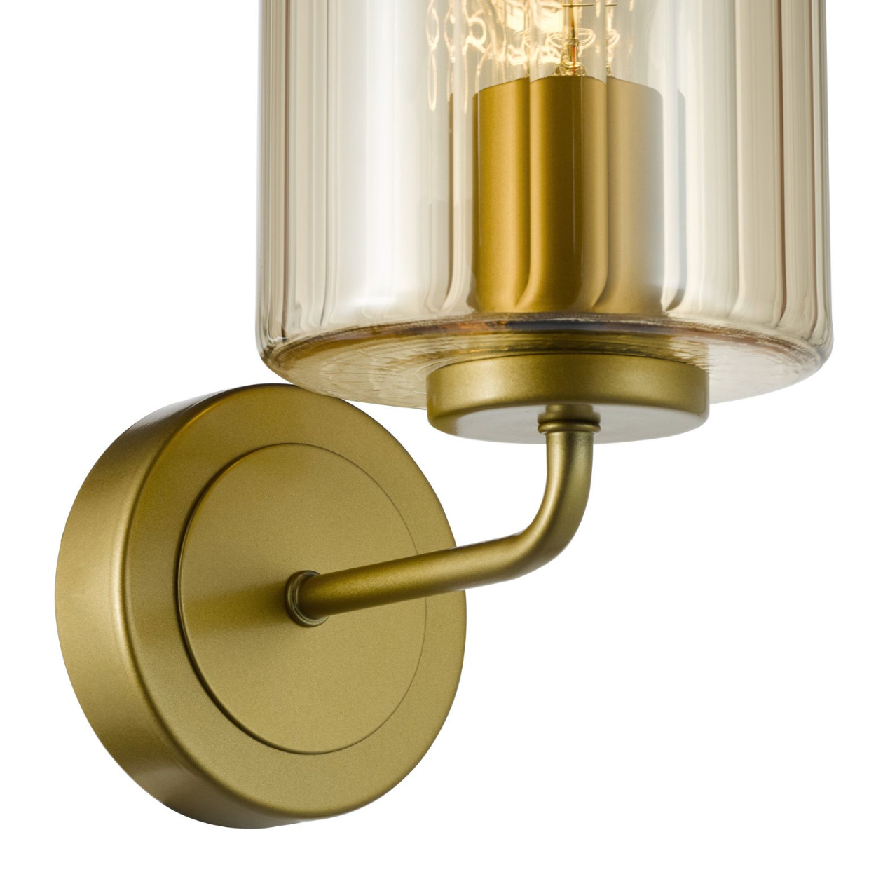 Daylin Wall Light Satin Gold and Amber Ribbed Glass