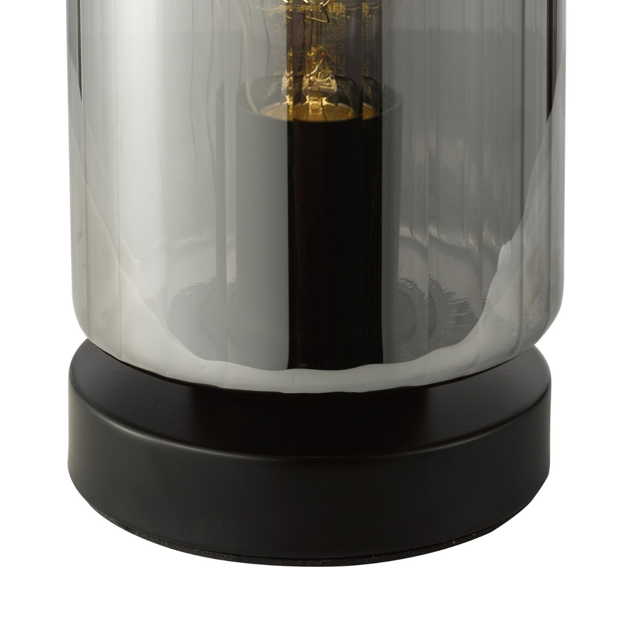 Daylin Table Lamp Satin Black and Smoked Ribbed Glass