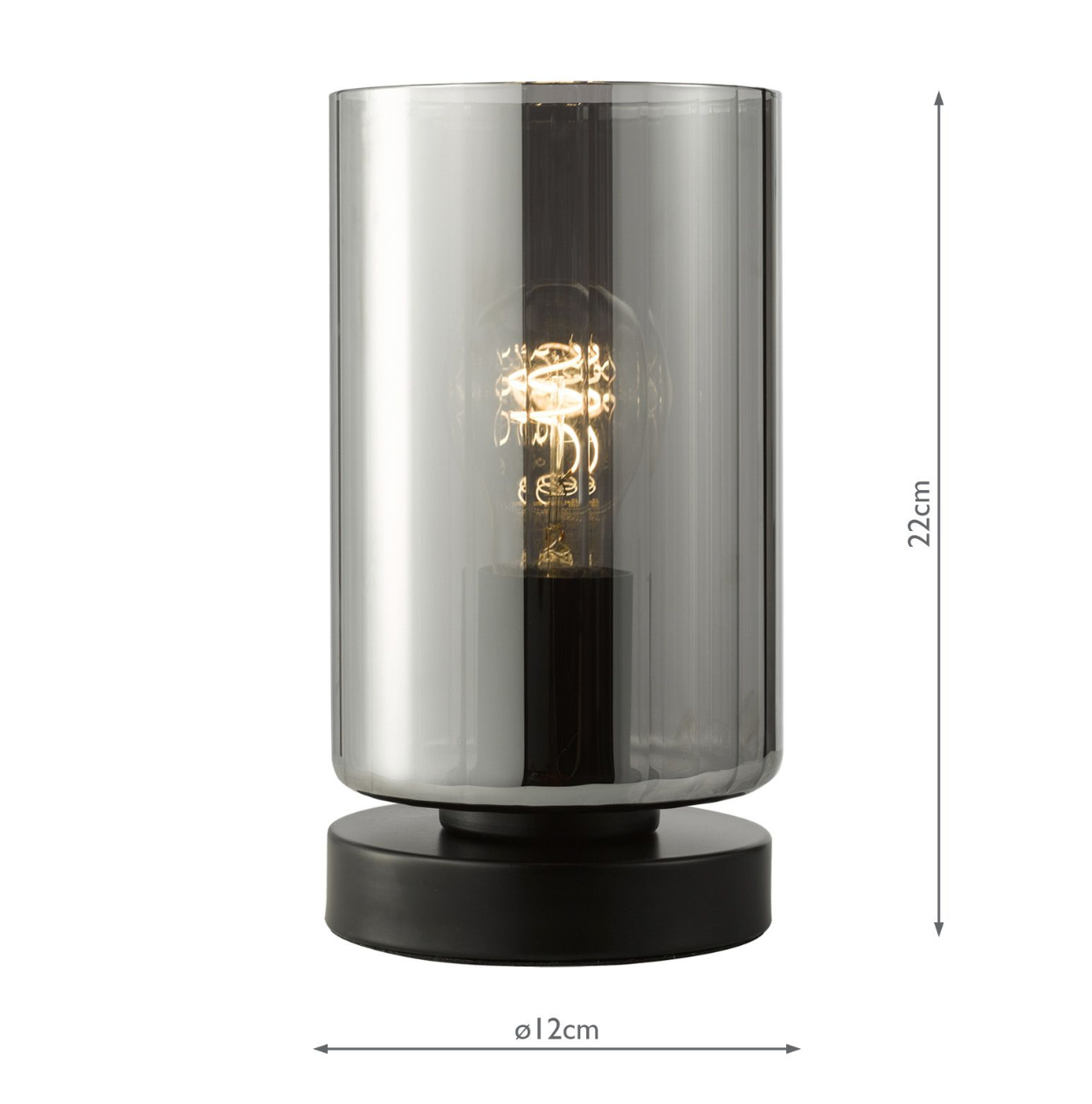 Daylin Table Lamp Satin Black and Smoked Ribbed Glass