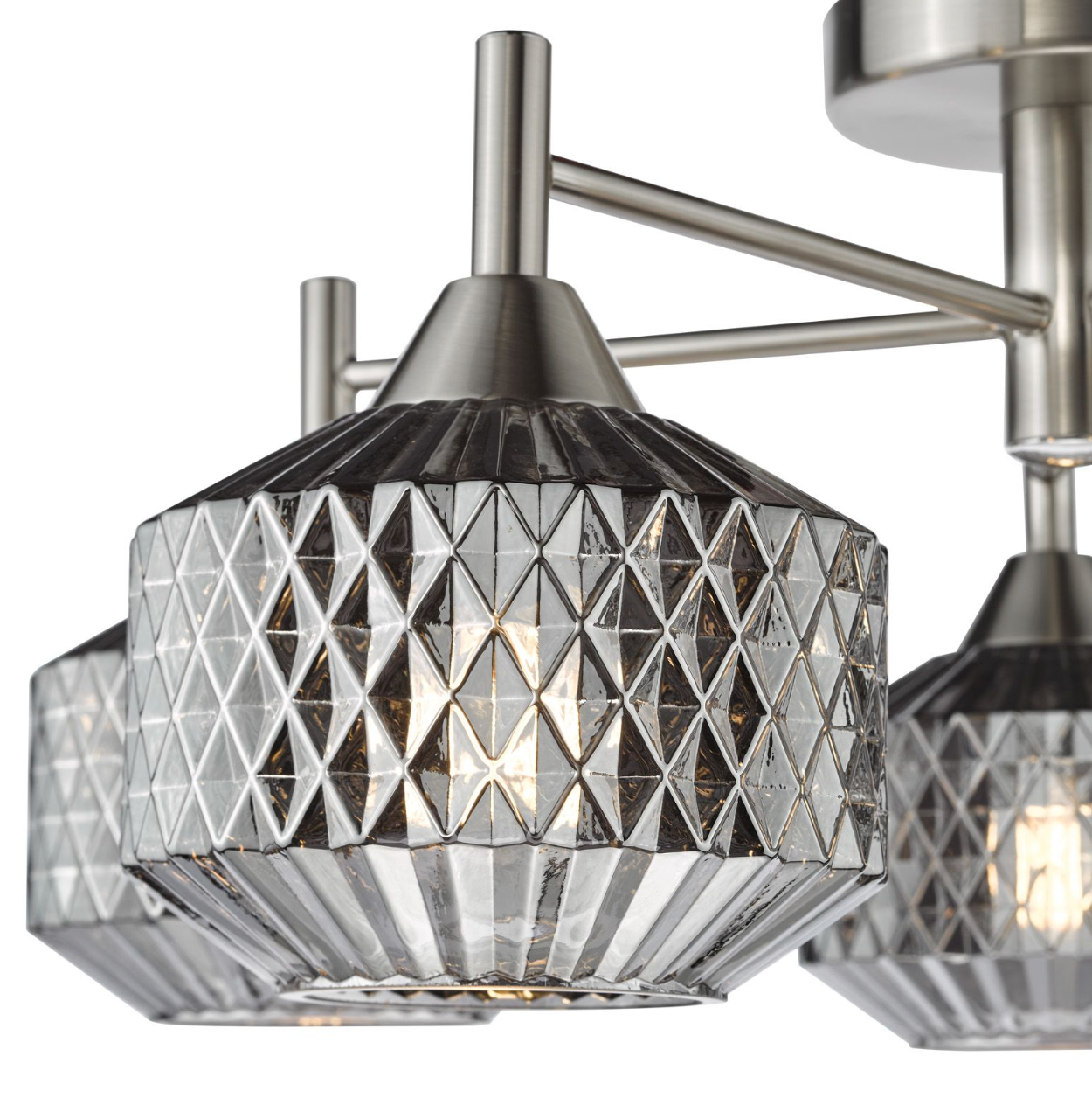 Fabrienne 5 Light Semi-Flush Satin Nickel and Smoked Glass