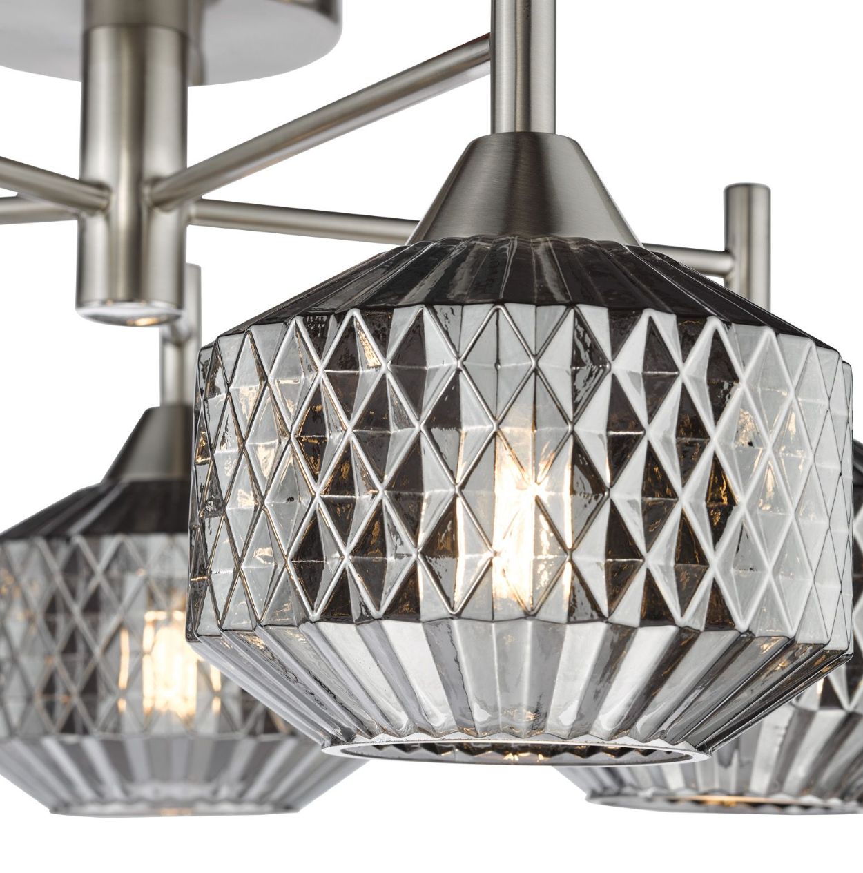 Fabrienne 5 Light Semi-Flush Satin Nickel and Smoked Glass