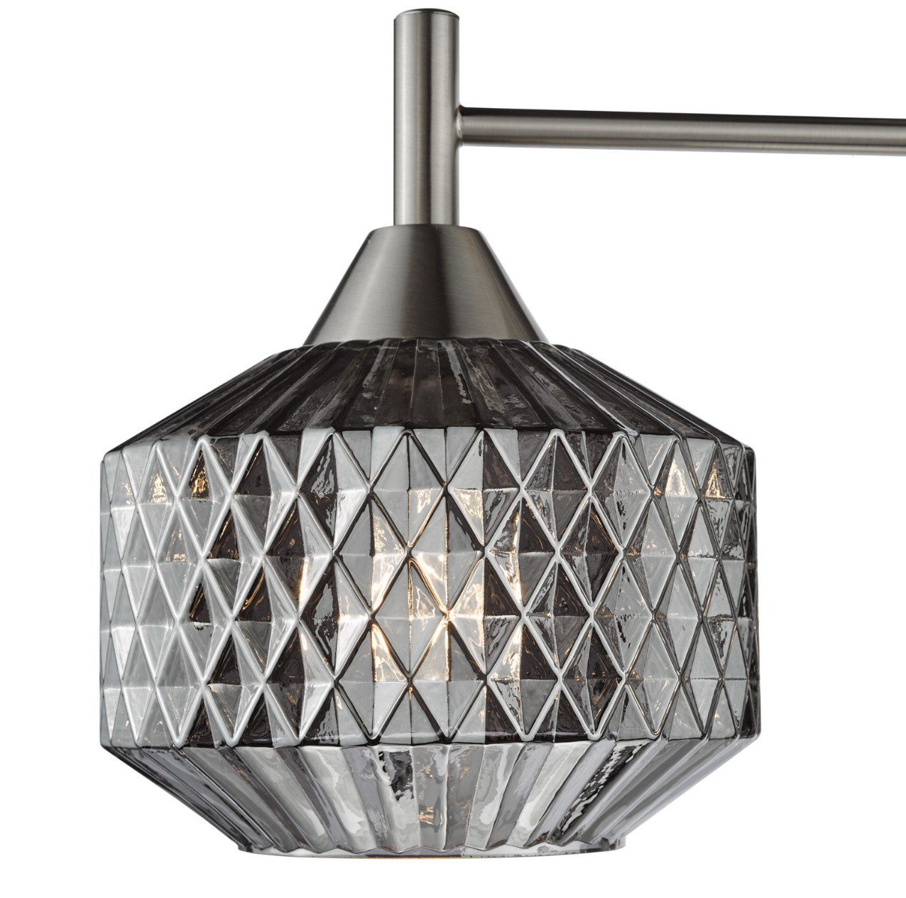 Fabrienne 3 Light Semi-Flush Satin Nickel and Smoked Glass