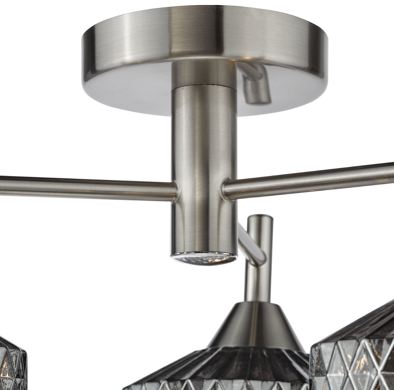 Fabrienne 3 Light Semi-Flush Satin Nickel and Smoked Glass