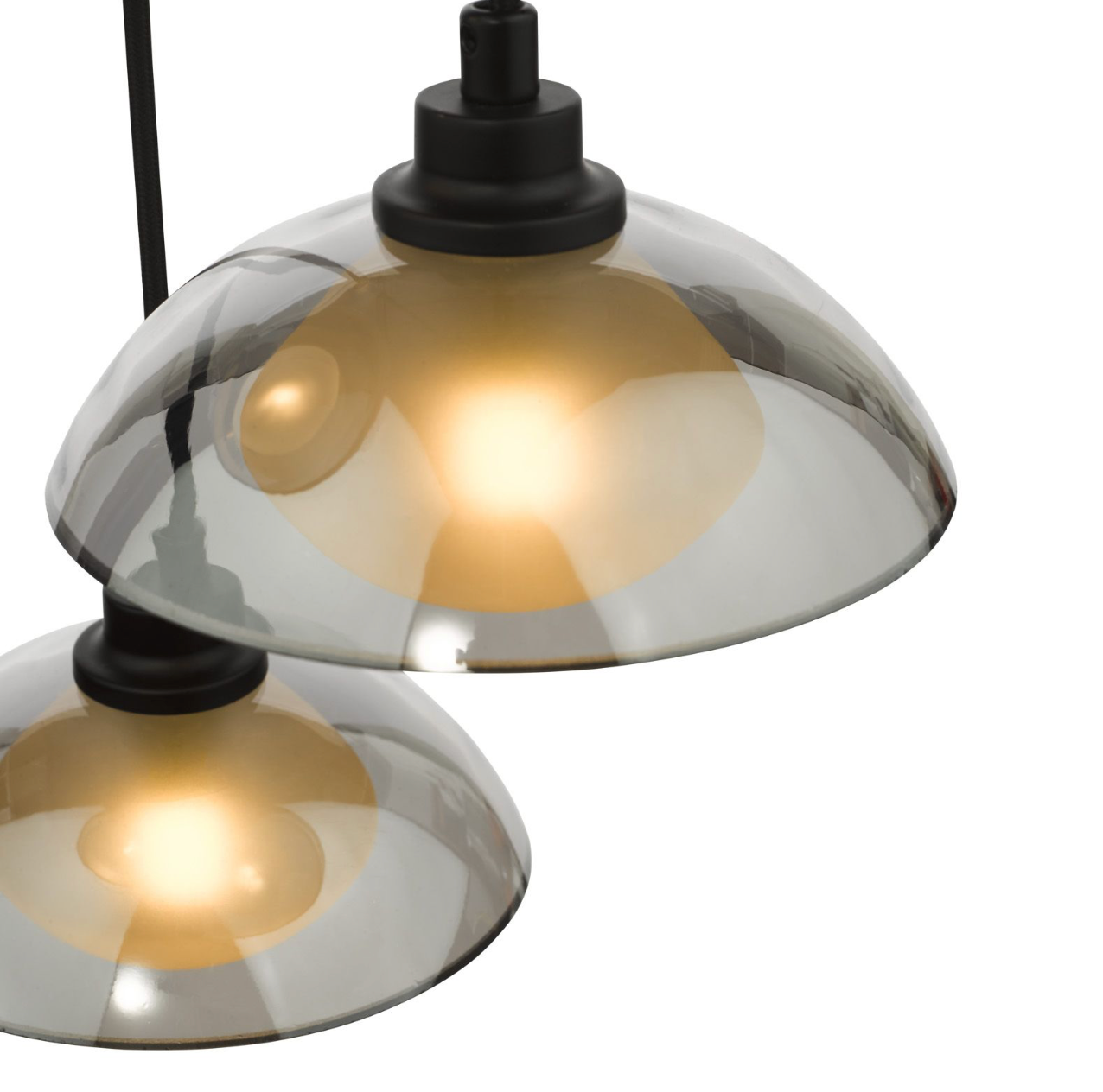 Kadience 3 Light Cluster Pendant Satin Black and Smoked Glass