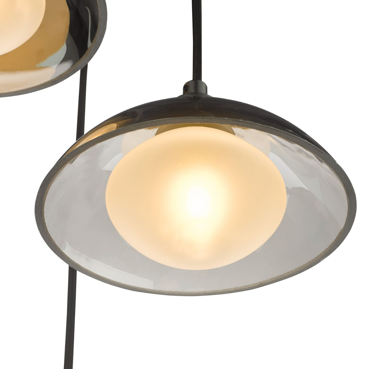 Kadience 3 Light Cluster Pendant Satin Black and Smoked Glass
