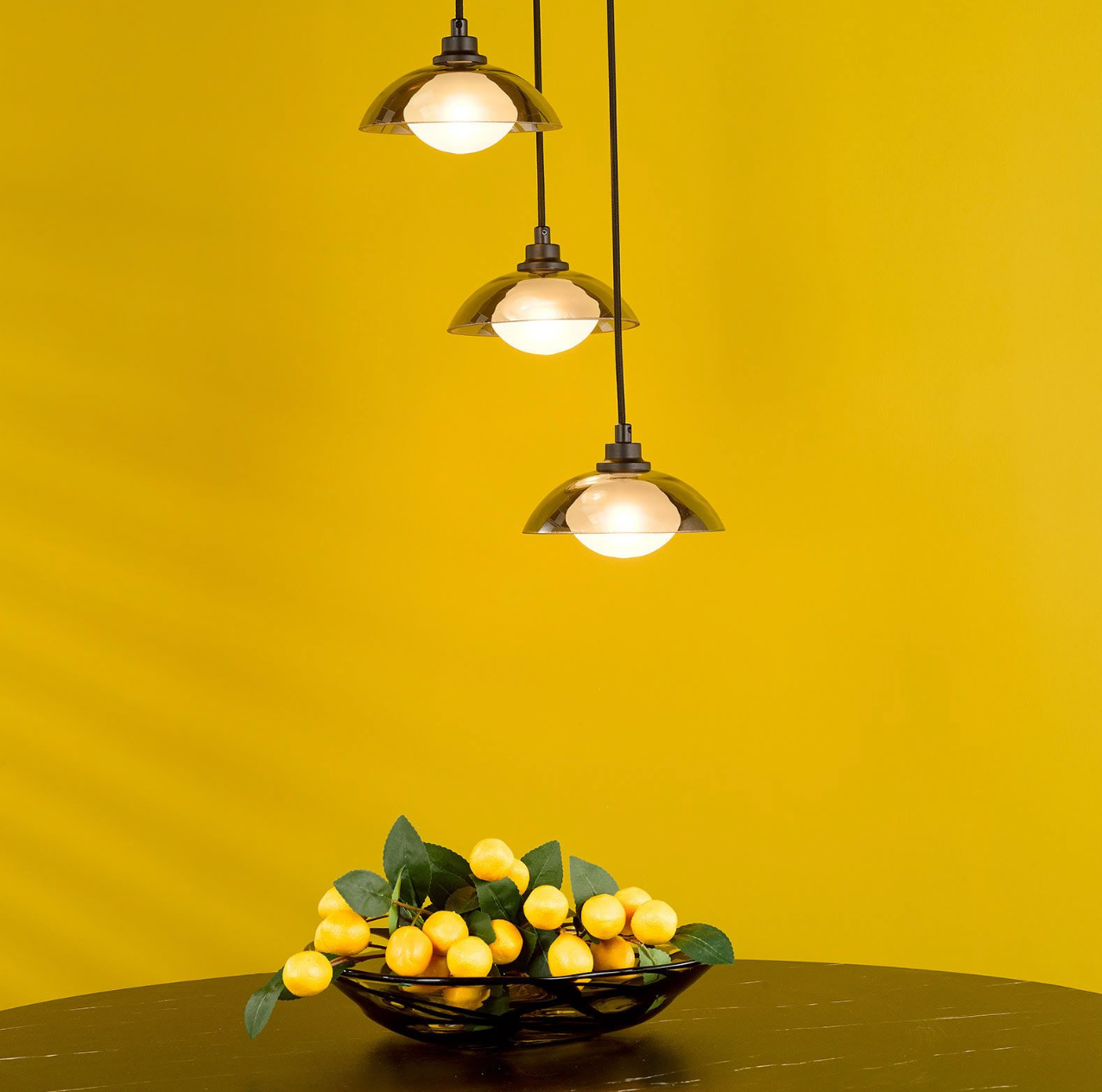 Kadience 3 Light Cluster Pendant Satin Black and Smoked Glass