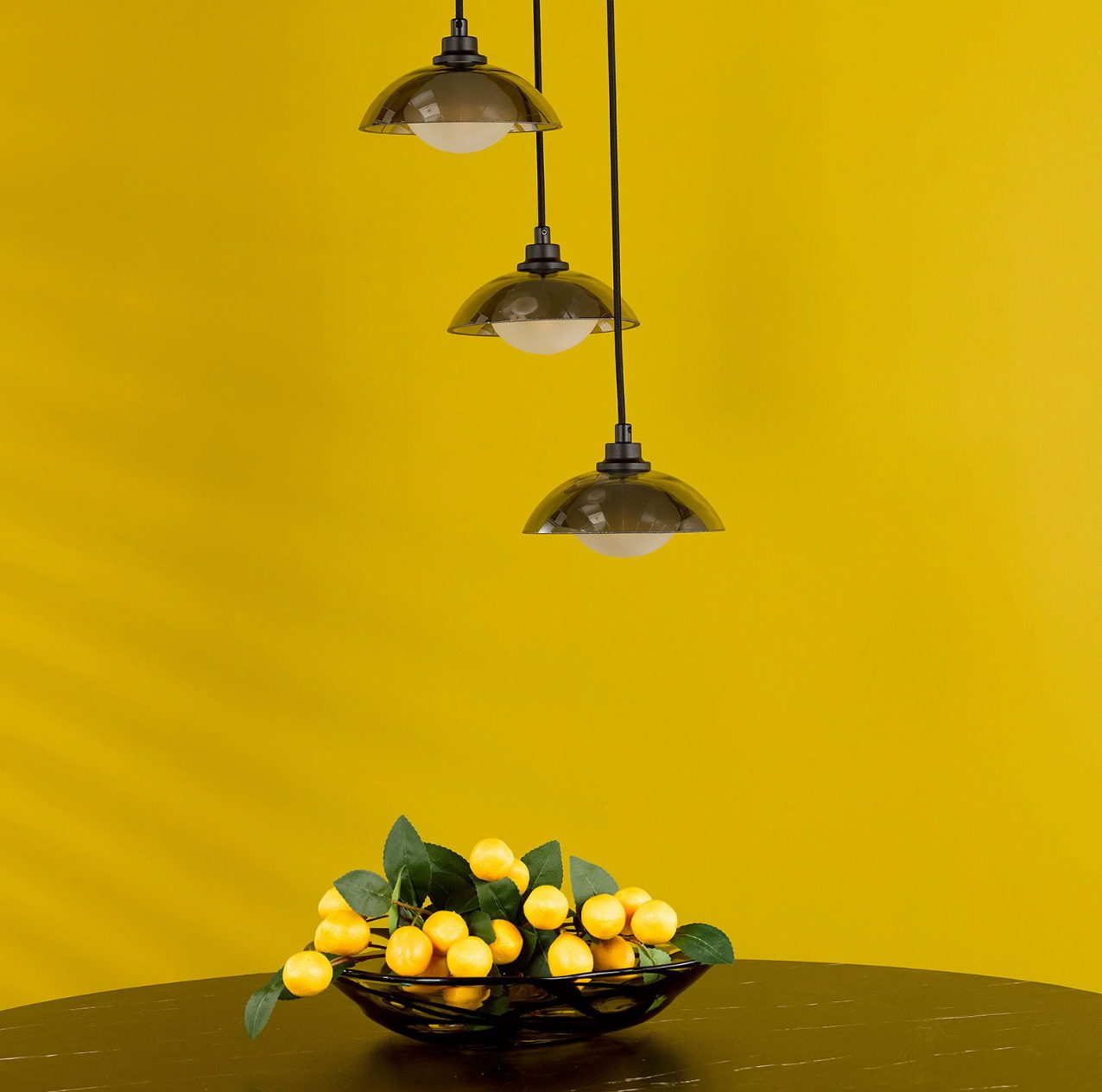 Kadience 3 Light Cluster Pendant Satin Black and Smoked Glass