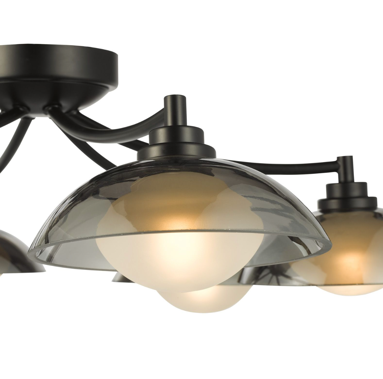 Kadience 6 Light Semi-Flush Satin Black and Smoked Glass