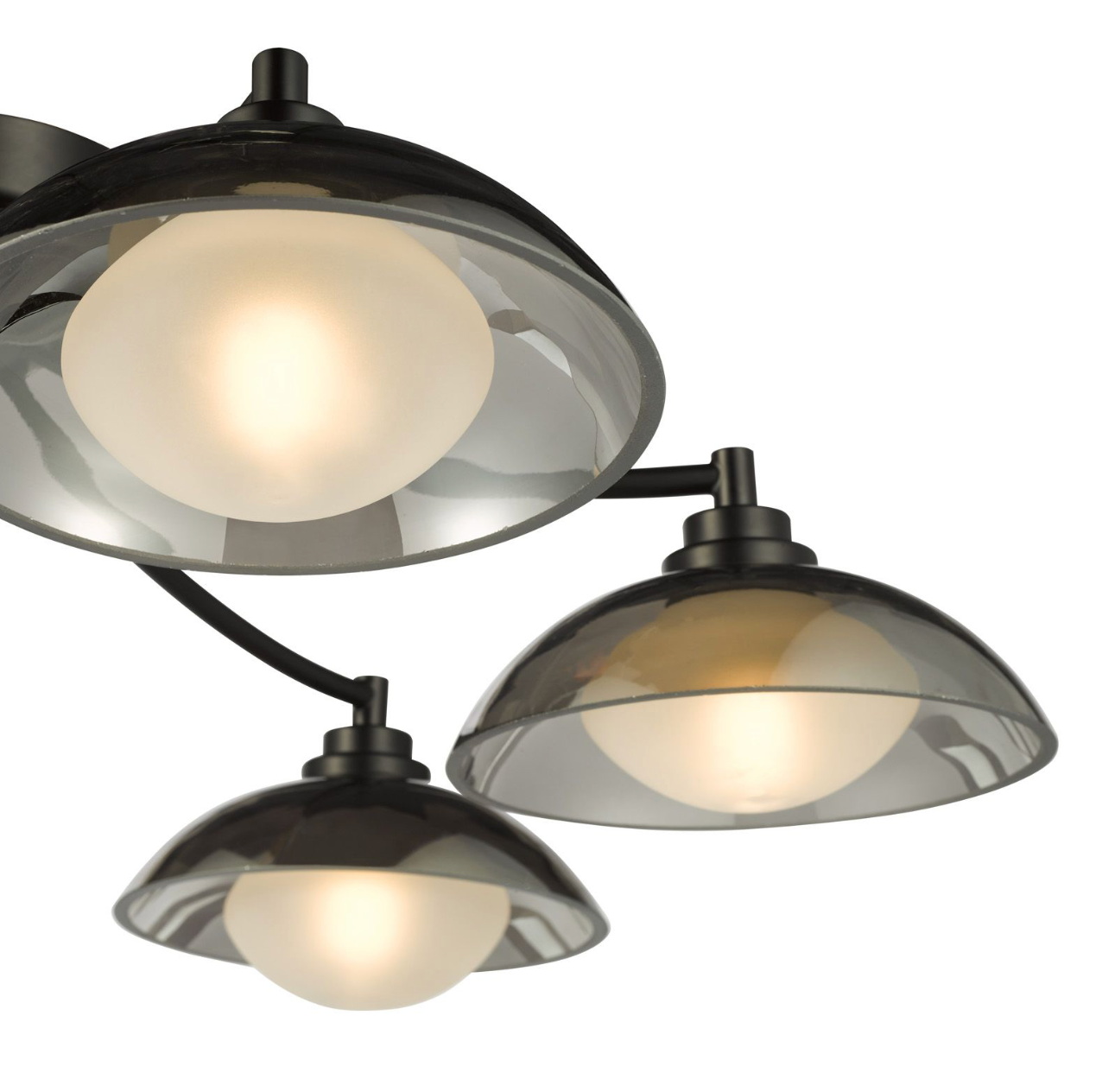 Kadience 6 Light Semi-Flush Satin Black and Smoked Glass
