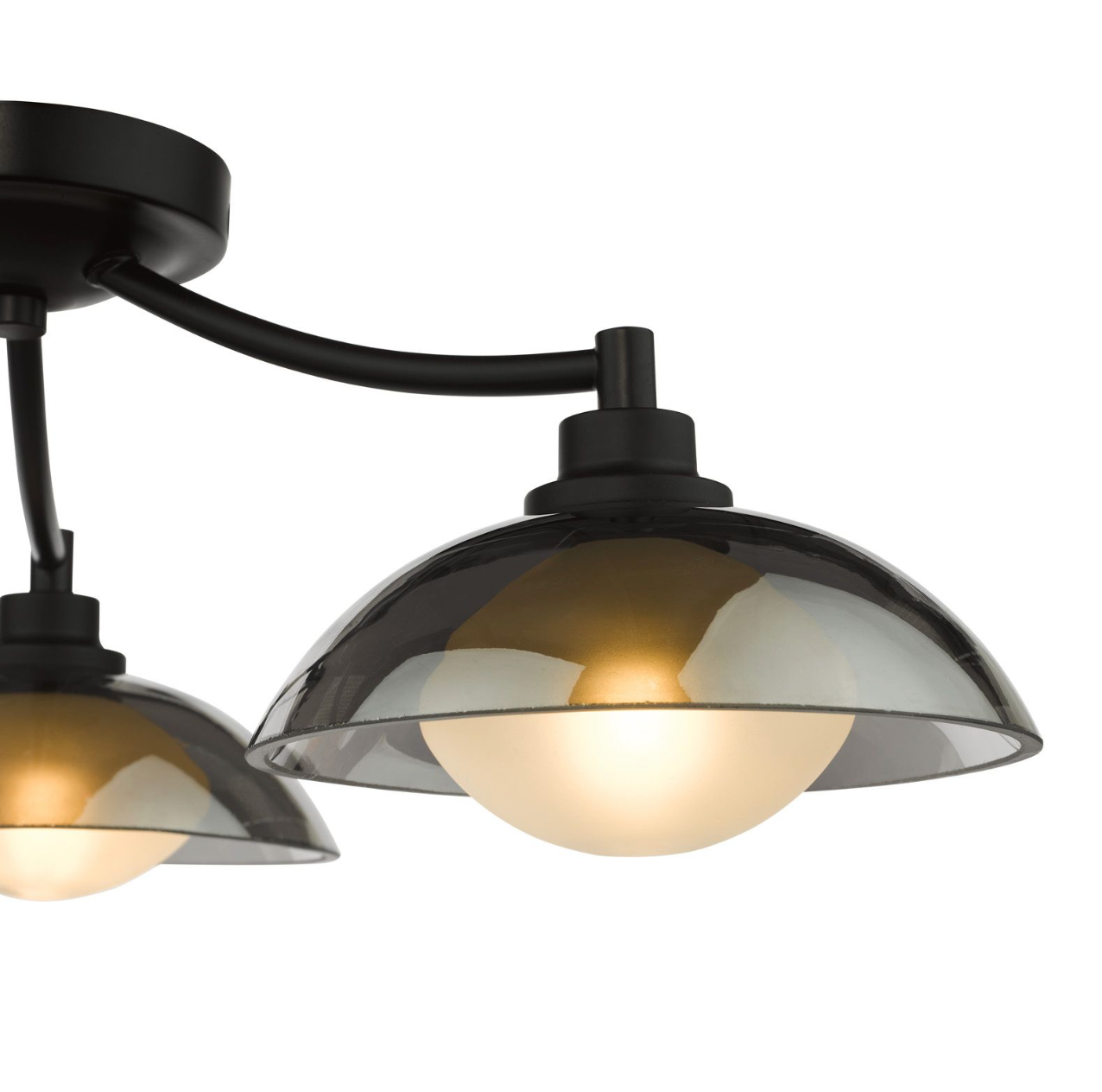 Kadience 3 Light Semi-Flush Satin Black and Smoked Glass