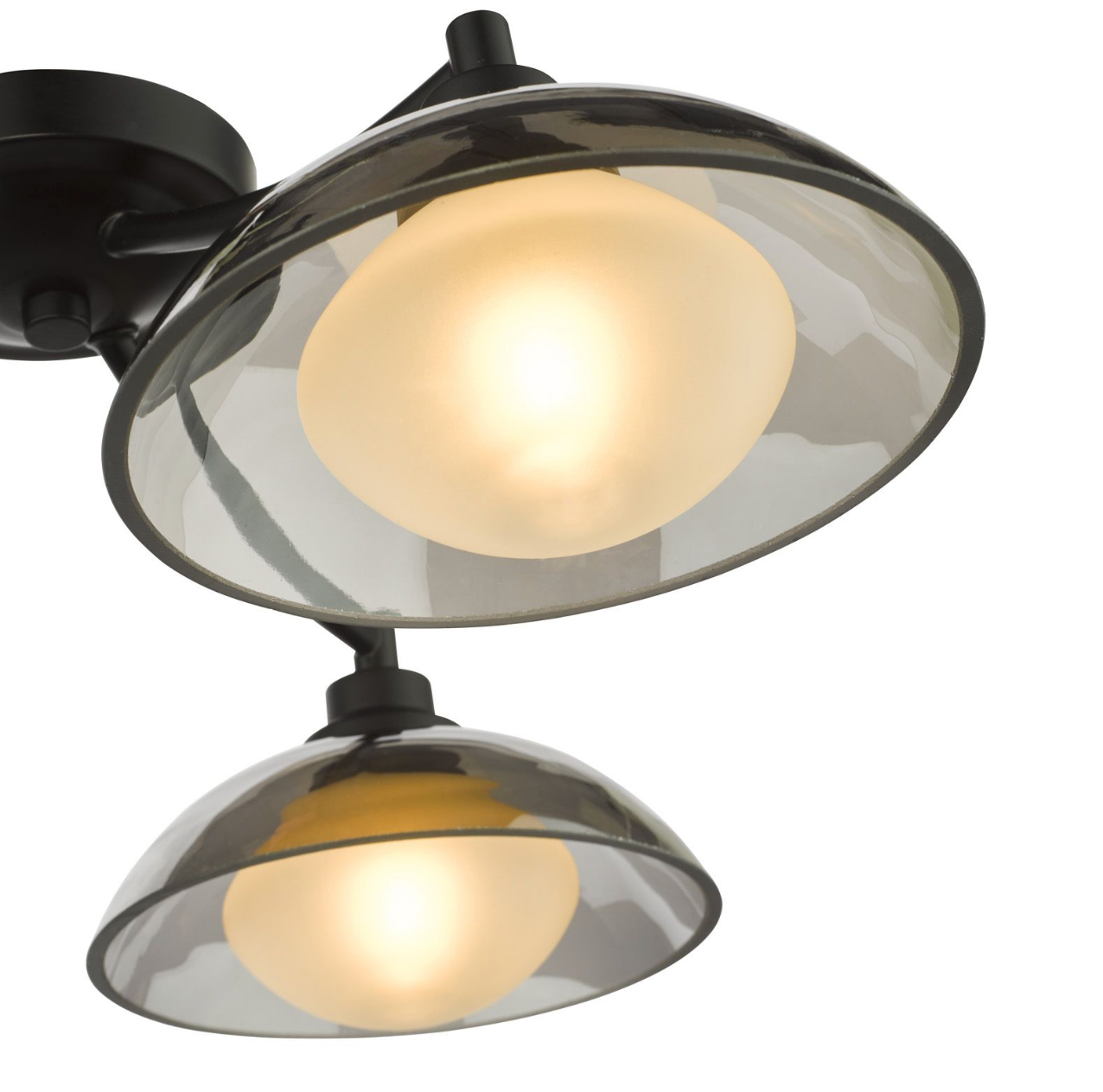 Kadience 3 Light Semi-Flush Satin Black and Smoked Glass