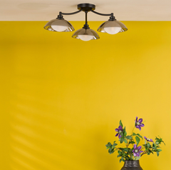 Kadience 3 Light Semi-Flush Satin Black and Smoked Glass