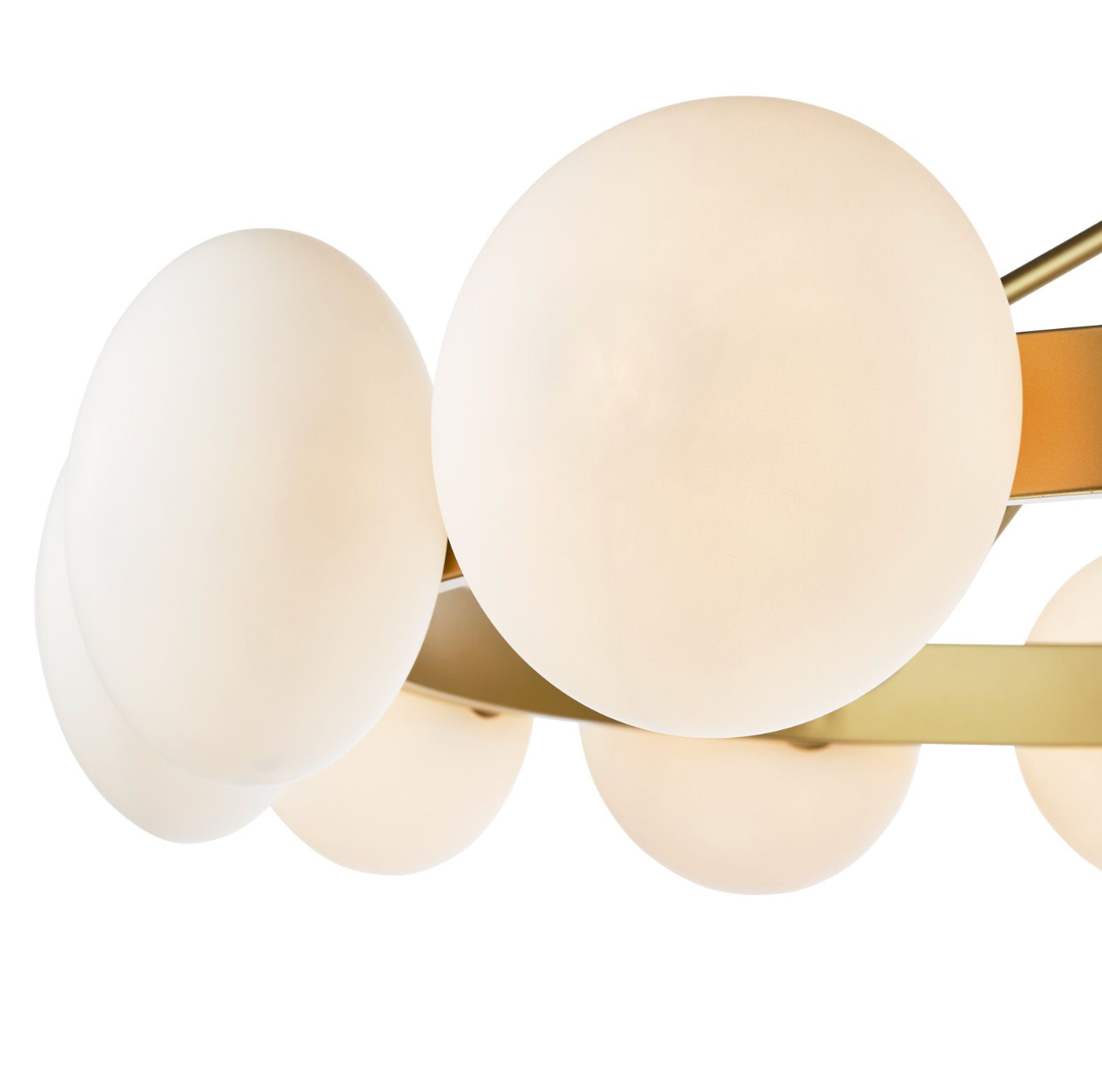Tauri 12 Light Pendant Matt Gold and Opal Glass