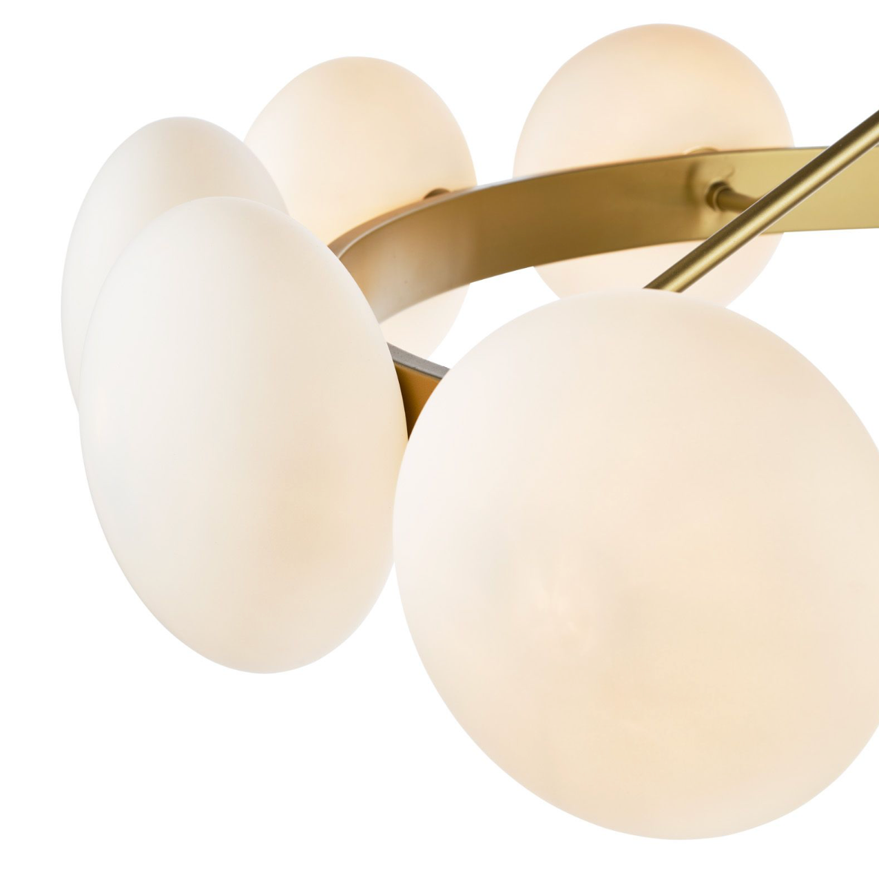 Tauri 12 Light Pendant Matt Gold and Opal Glass