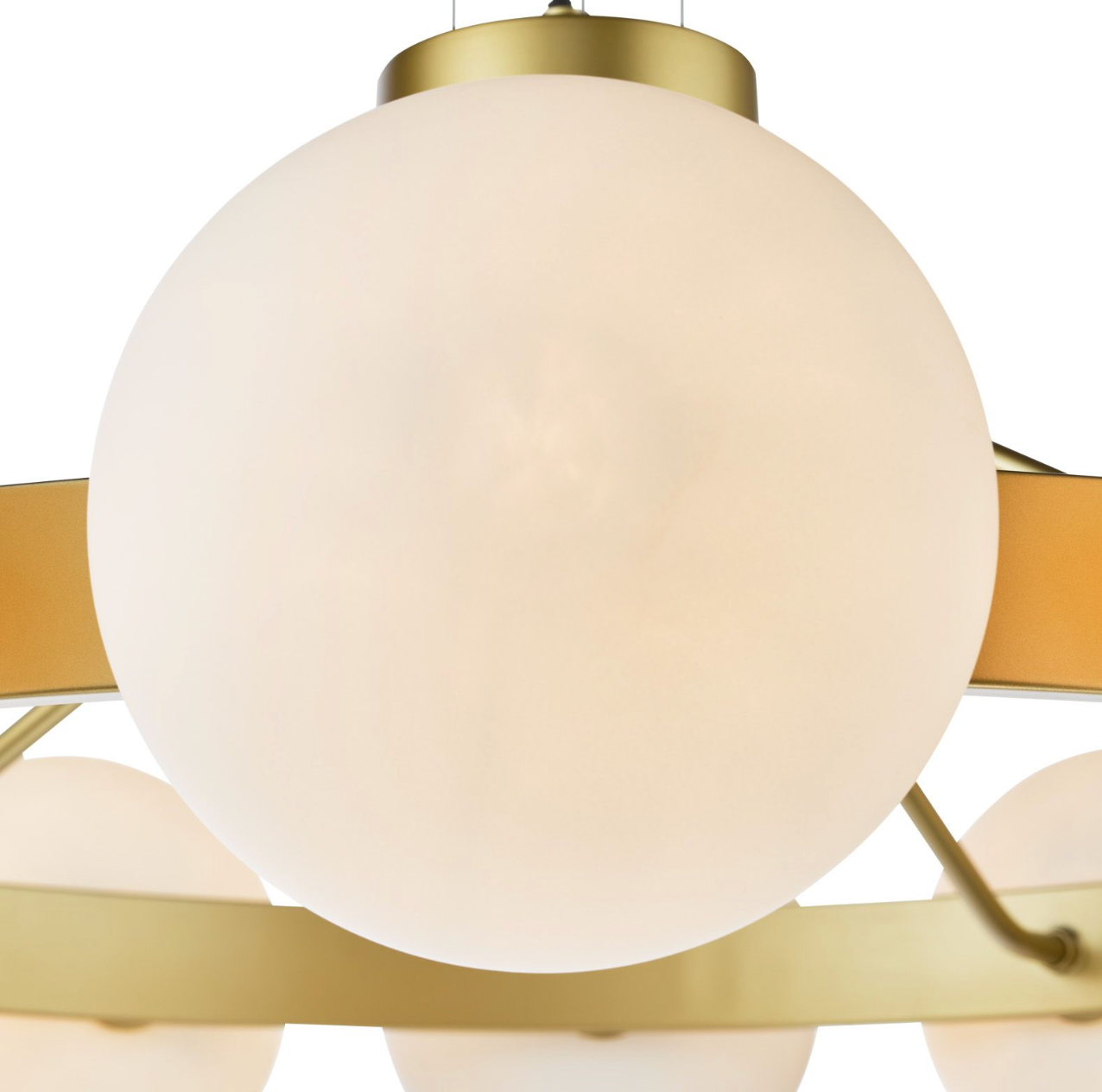 Tauri 12 Light Pendant Matt Gold and Opal Glass