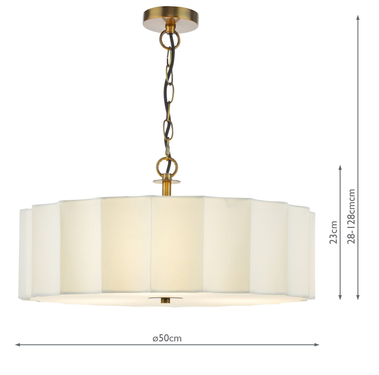 Noura 3 Light Pendant Ivory and Antique Bronze