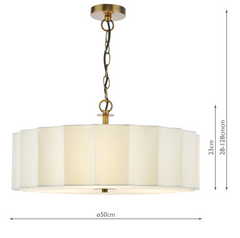 Noura 3 Light Pendant Ivory and Antique Bronze