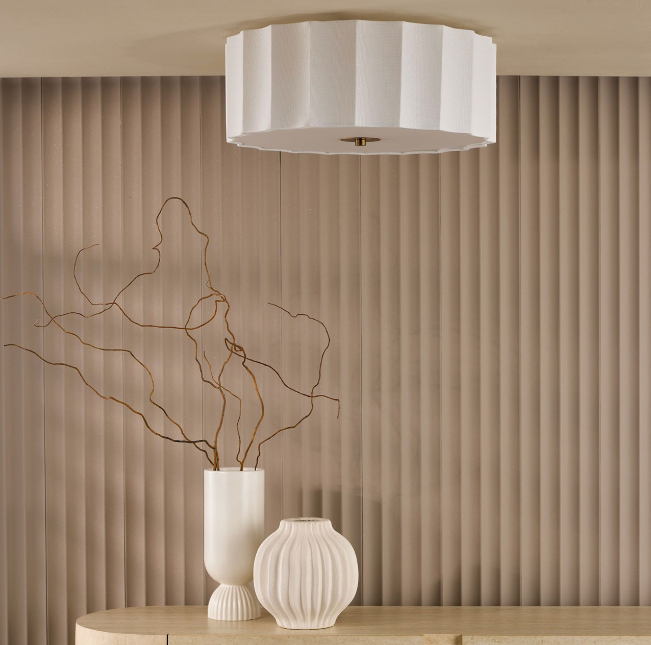 Noura 3 Light Flush Ivory and White