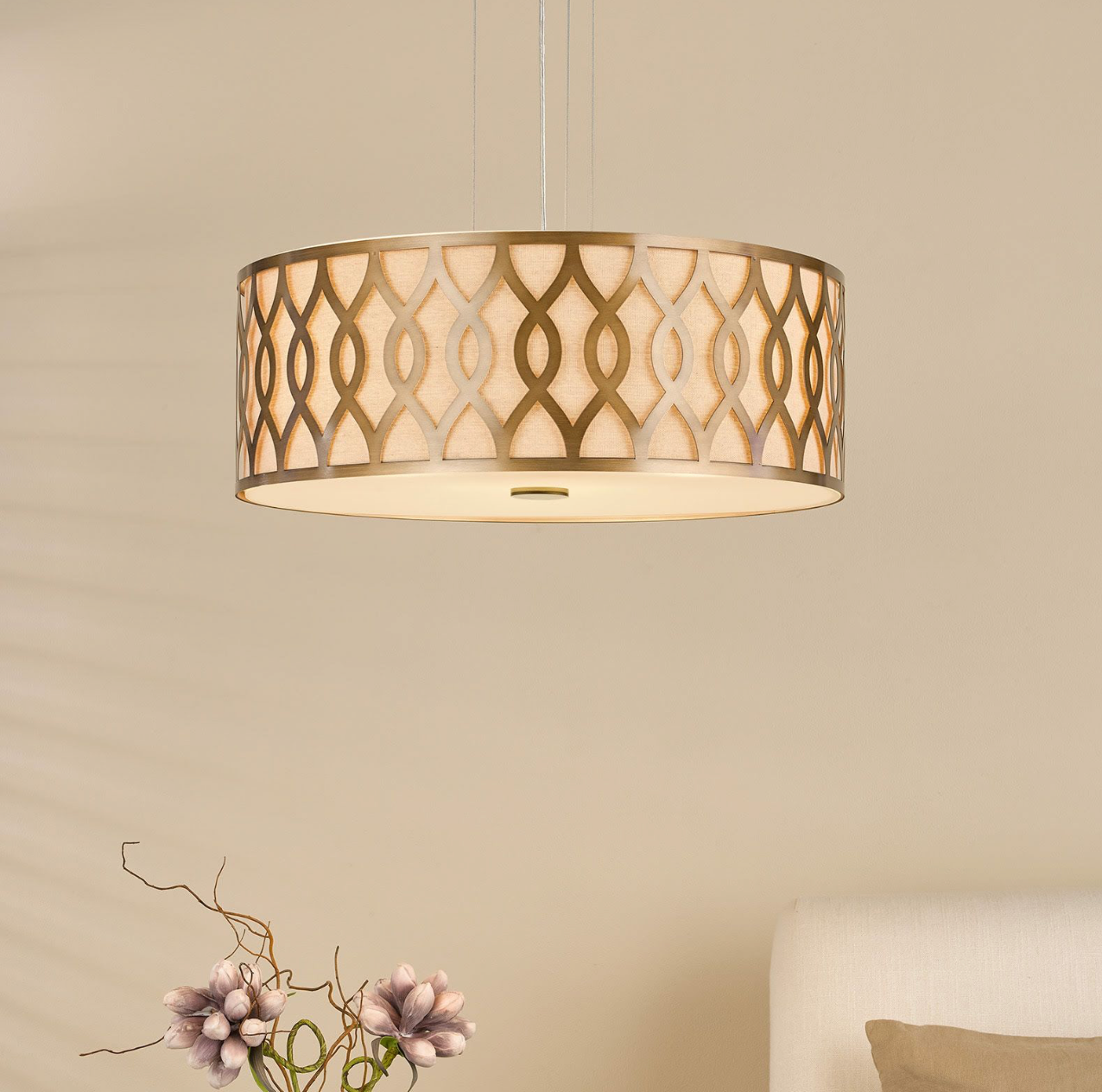 Locryn 4 Light Pendant Brushed Bronze and Taupe