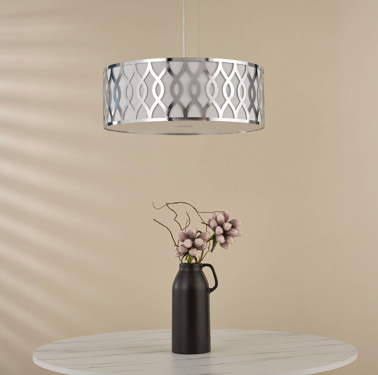 Locryn 4 Light Pendant Polished Chrome and Ivory