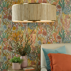 Fenella 8 Light Pendant Gold Leaf and Seagrass Shade