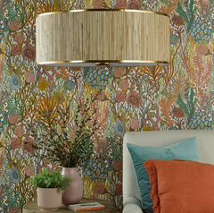 Fenella 8 Light Pendant Gold Leaf and Seagrass Shade
