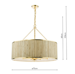 Fenella 8 Light Pendant Gold Leaf and Seagrass Shade