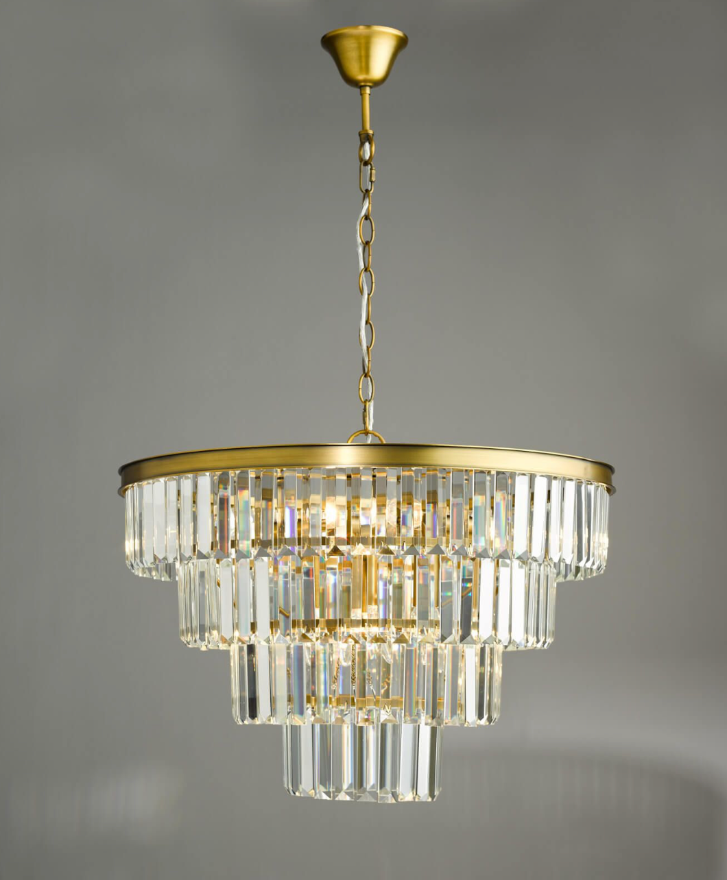 Rhapsody 6 Light Chandelier Tiered Crystal and Natural Brass
