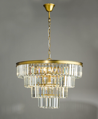 Rhapsody 6 Light Chandelier Tiered Crystal and Natural Brass
