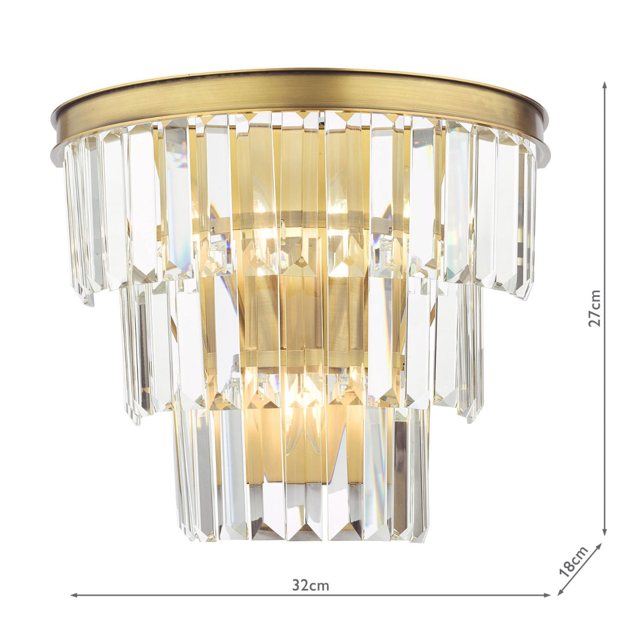Rhapsody 3 Light Wall Light Crystal and Bronze
