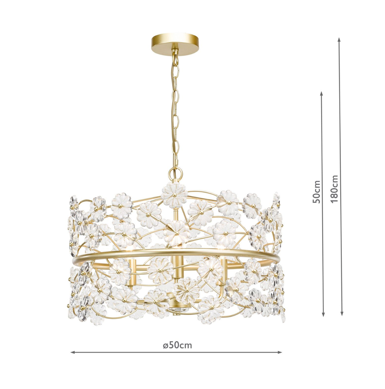 Fonda 3 Light Pendant Satin Gold and Glass
