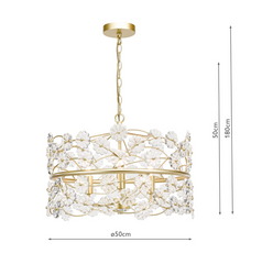 Fonda 3 Light Pendant Satin Gold and Glass