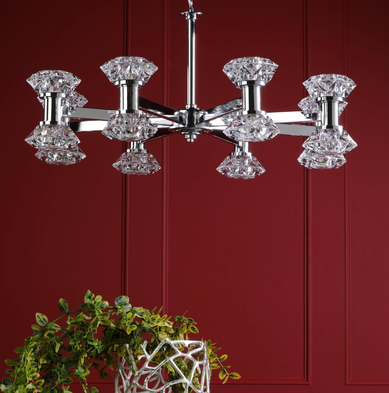 Tiana 16 Light Armed Pendant Polished Chrome