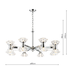 Tiana 16 Light Armed Pendant Polished Chrome