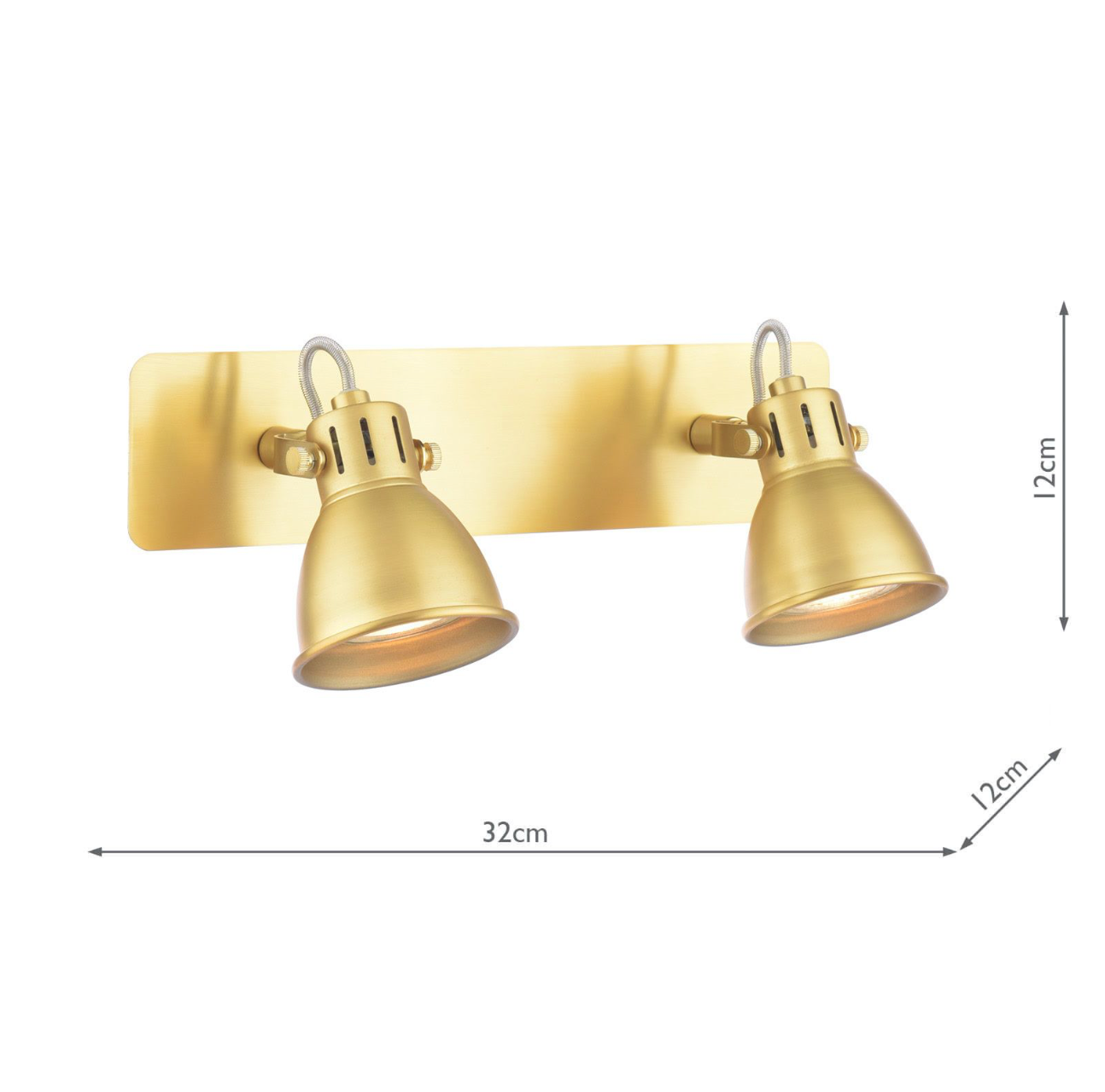 Idaho 2 Light Wall Spotlight Natural Brass