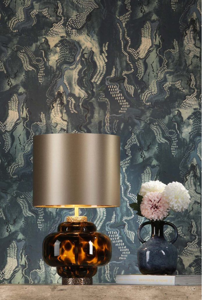 Queens Table Lamp Tortoiseshell Glass Base Only