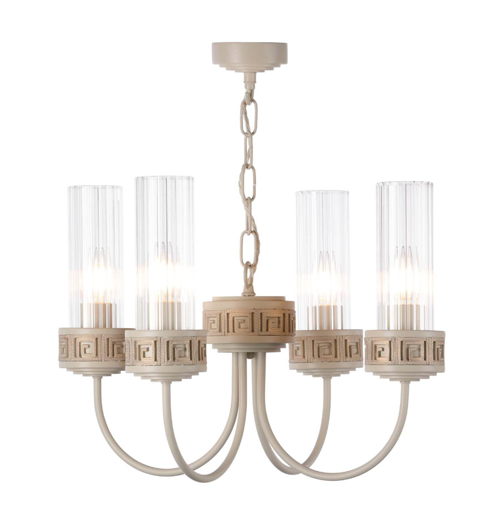 Plato 4 Light Pendant Cream / Gold and Glass