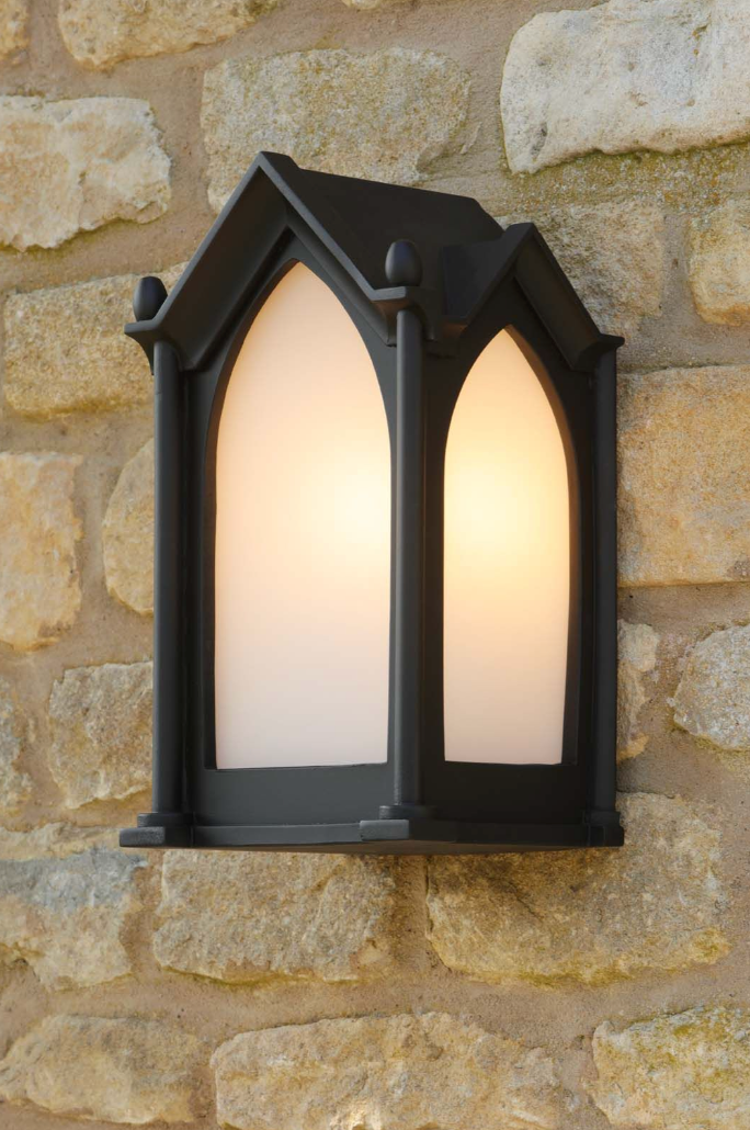 Canterbury Outdoor Wall Light Black and Frosted Glass IP44