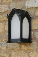 Canterbury Outdoor Wall Light Black and Frosted Glass IP44