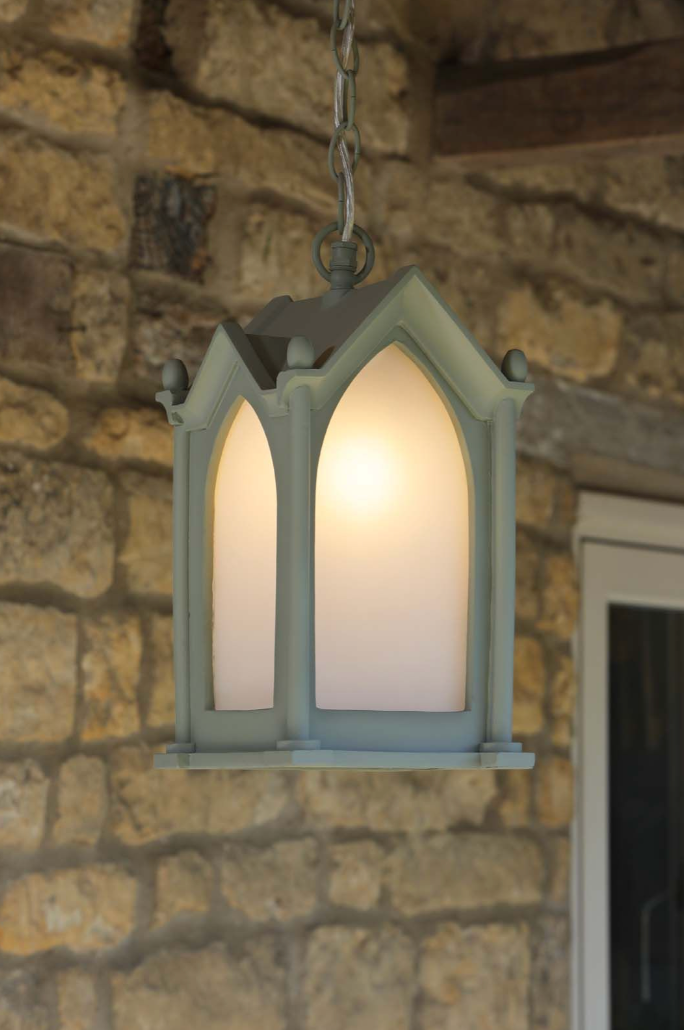 Canterbury Outdoor Porch Light Matt Sage and Frosted Glass IP23