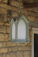 Canterbury Outdoor Porch Light Matt Sage and Frosted Glass IP23